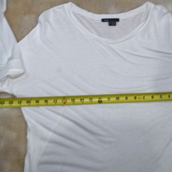 Vince White Long Sleeve Blouse Size Small Scoop Neck Mesh Detail Lightweight Top - Picture 6 of 12